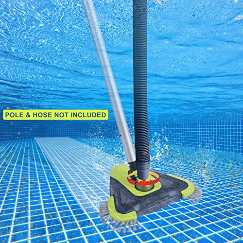 Pool Vacuum Head with Side Brush & Universal Rotatable Hose Adapter,Weighted Triangular Shape(Safe for Vinyl Liner Pool)