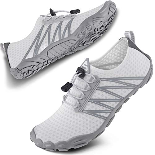 SEEKWAY Water Shoes Sports Quick-Dry Barefoot Aqua Beach Pool Lake Swim Boating Hiking Surfing Men Women 407-White SP001