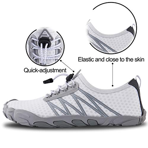 SEEKWAY Water Shoes Sports Quick-Dry Barefoot Aqua Beach Pool Lake Swim Boating Hiking Surfing Men Women 407-White SP001