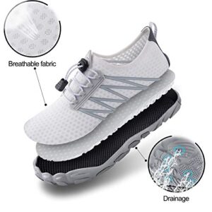 SEEKWAY Water Shoes Sports Quick-Dry Barefoot Aqua Beach Pool Lake Swim Boating Hiking Surfing Men Women 407-White SP001