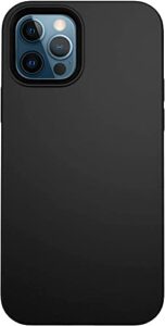 hth iphone 14 pro max case, premium silicone and ultra slim shockproof protective, sleek design [soft anti-scratch microfiber interior], 6.7 inch, dark black