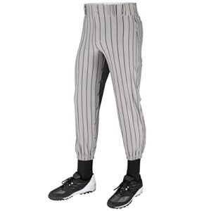champro unisex-youth triple crown pinstripe polyester baseball pants, grey, black pin, x-large
