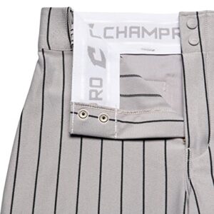 CHAMPRO Unisex-Youth Triple Crown Pinstripe Polyester Baseball Pants, Grey, Black PIN, X-Large