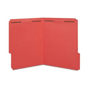 staples 807791 colored reinforced tab fastener folders letter size red 50/box