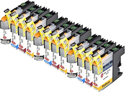 Blake Printing Supply Compatible Ink Cartridge Replacement for Brother LC101, LC103 (Black, Cyan, Magenta, Yellow, 12-Pack)