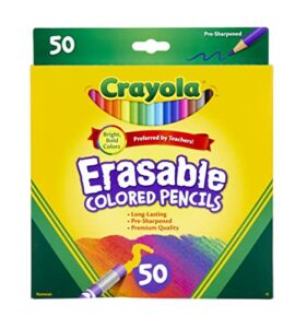 crayola erasable colored pencils, back to school supplies, adult coloring, 50 count [amazon exclusive]