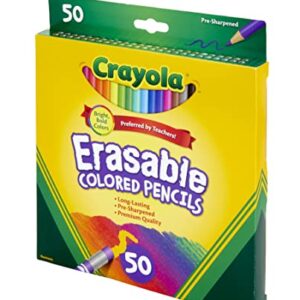 Crayola Erasable Colored Pencils, Back to School Supplies, Adult Coloring, 50 Count [Amazon Exclusive]