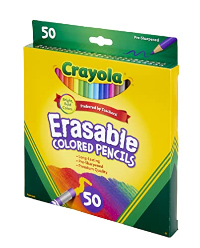 Crayola Erasable Colored Pencils, Back to School Supplies, Adult Coloring, 50 Count [Amazon Exclusive]