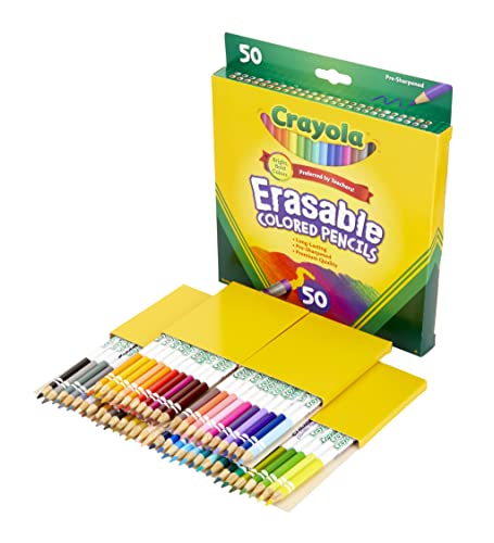 Crayola Erasable Colored Pencils, Back to School Supplies, Adult Coloring, 50 Count [Amazon Exclusive]