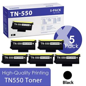 hiyota tn-550 tn 550 compatible tn550 toner cartridge black replacement for brother tn550 hl-5240 5350dn/dnlt 5370dw/dwt mfc-8370 8880dn 8890dw dcp-8060 8085dn printer (tn550-5pk)