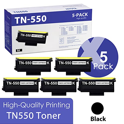 HIYOTA TN-550 TN 550 Compatible TN550 Toner Cartridge Black Replacement for Brother TN550 HL-5240 5350DN/DNLT 5370DW/DWT MFC-8370 8880DN 8890DW DCP-8060 8085DN Printer (TN550-5PK)