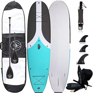 south bay board co. – 10’4 big cruiser stand up paddle board package – wax-free soft-top paddle board, bag, kayak seat, paddle, leash, & fins – best beginner sup package for adults