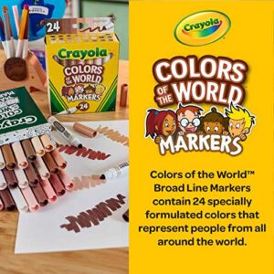 Crayola Colors of The World Markers, Skin Tone Markers, Classroom Supplies, Gift for Kids, 24 Count (Styles Vary)