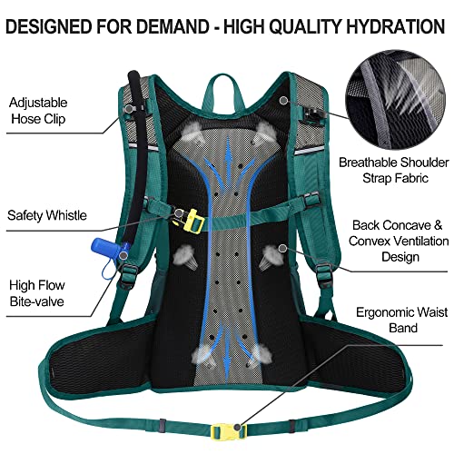 N NEVO RHINO Multipurpose Hydration Backpack with 3L Water Bladder, High Flow Bite Valve, Perfect Water Backpack 18L for Hiking, Cycling