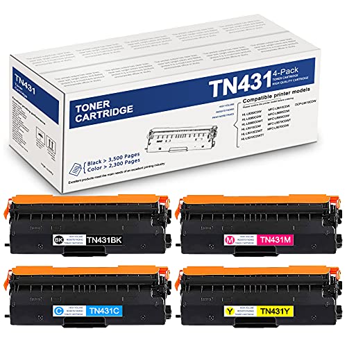 Van Enterprises 4 Pack Color TN-431 TN431 TN431BK TN431C TN431M TN431Y (1BK+1C+1M+1Y) Compatible Toner Cartridge Replacement for Brother HL-L8260CDW DCP-L8410CDW MFC-L8610CDW L8690CDW Printer Ink