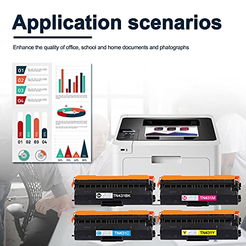 Van Enterprises 4 Pack Color TN-431 TN431 TN431BK TN431C TN431M TN431Y (1BK+1C+1M+1Y) Compatible Toner Cartridge Replacement for Brother HL-L8260CDW DCP-L8410CDW MFC-L8610CDW L8690CDW Printer Ink