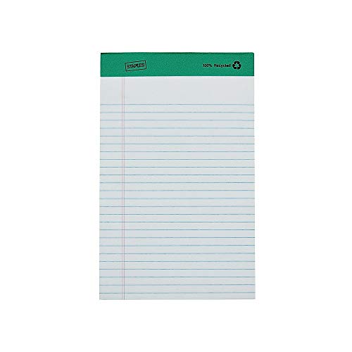 Staples 491461 Notepads 5-Inch X 8-Inch Narrow White 50 Sheets/Pad 12 Pads/Pk (18592Stp)