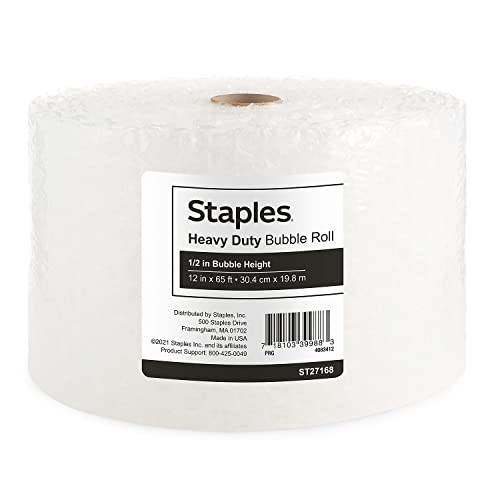 STAPLES 633235 1/2-Inch Heavy Duty Bubble Roll 12-Inch X65-Ft Each (27168)