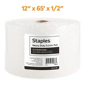 STAPLES 633235 1/2-Inch Heavy Duty Bubble Roll 12-Inch X65-Ft Each (27168)