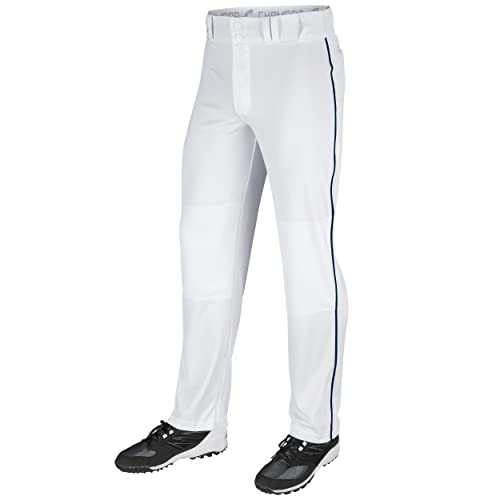 CHAMPRO boys Piped Triple Crown Open Bottom Youth Baseball Pants with Pipe, White/Black, X-Small US