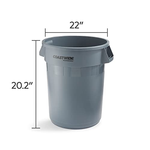 STAPLES Brighton 2625784 Round Trash Container Gray 32 Gallon