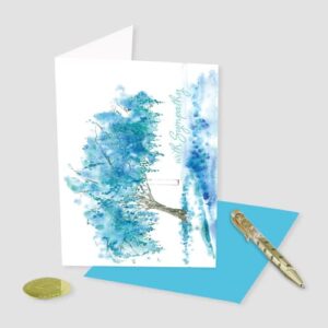 Graphique Watercolor Willow Sympathy Card | Condolence and Bereavement | Thinking of You | Grief and Loss | Family and Friends | Color-Coordinated Envelope | 5" x 7" (Single Card)