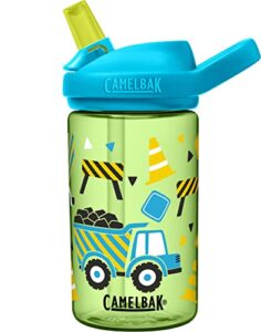 camelbak eddy+ 14 oz kids water bottle with tritan renew – straw top, leak-proof when closed, building rocks