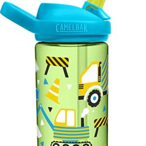 CamelBak Eddy+ 14 oz Kids Water Bottle with Tritan Renew – Straw Top, Leak-Proof When Closed, Building Rocks