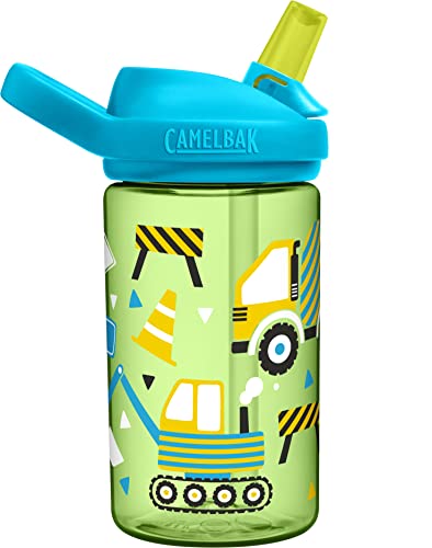 CamelBak Eddy+ 14 oz Kids Water Bottle with Tritan Renew – Straw Top, Leak-Proof When Closed, Building Rocks