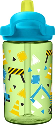 CamelBak Eddy+ 14 oz Kids Water Bottle with Tritan Renew – Straw Top, Leak-Proof When Closed, Building Rocks