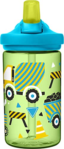 CamelBak Eddy+ 14 oz Kids Water Bottle with Tritan Renew – Straw Top, Leak-Proof When Closed, Building Rocks