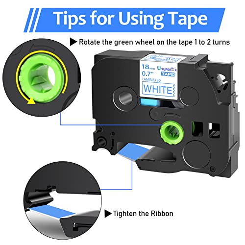 USUPERINK 50PK Compatible for Brother P-Touch Label Maker Tape TZe-243 TZ-243 TZe243 TZ243 Blue on White 18mm 3/4 inch 0.7'' x 26.2ft Laminated TZe TZ Label Tape for PT-2730 2730VP 3600 7500