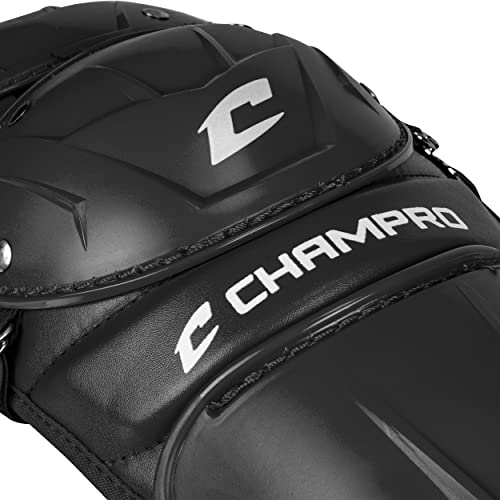 CHAMPRO Optimus MVP Double Knee Baseball Catcher’s Leg Guards, 14.5" Length, Black, CG104B