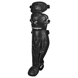 CHAMPRO Optimus MVP Double Knee Baseball Catcher’s Leg Guards, 14.5" Length, Black, CG104B