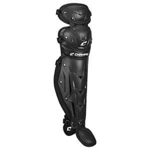 CHAMPRO Optimus MVP Double Knee Baseball Catcher’s Leg Guards, 14.5" Length, Black, CG104B