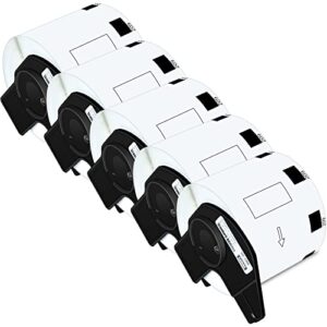 kcmytoner compatible for brother dk-1209 dk1209 die cut small address labels white paper rolls 1.1″ x 2.4″ (28.9mm x 62mm) used in brother ql label printers -800 labels per roll, 5 rolls with frames