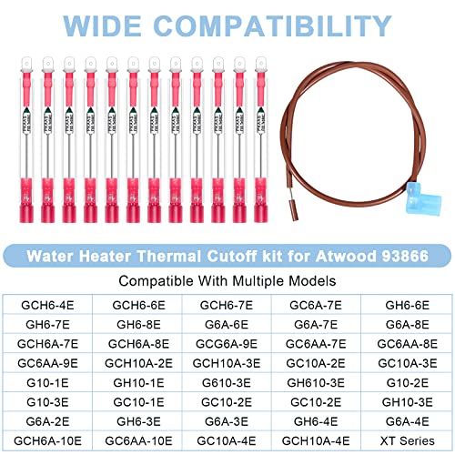 WERWMRE 14PCS RV Water Heater Thermal Cut Off Kit, RV Hot Water Heater Overheating Protection Fuse Replacement Part for Atwood 93866, Auto Spare Work on Electronic Furnace Water Heater & Toilet Parts