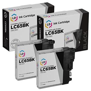 ld compatible ink cartridge replacement for brother lc65bk high yield (black, 2-pack)