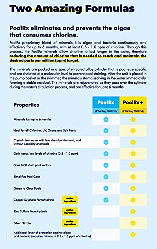 Pool RX 102001 6 Month Swimming Pool Algaecide Replacement, Single Unit, Blue