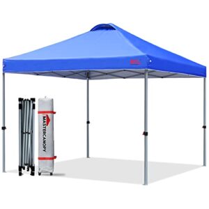 mastercanopy durable ez pop-up canopy tent with roller bag (10×10, blue)