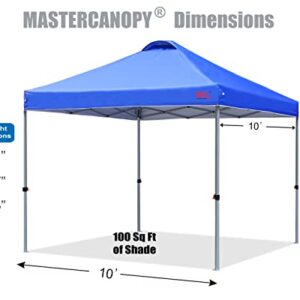 MASTERCANOPY Durable Ez Pop-up Canopy Tent with Roller Bag (10x10, Blue)