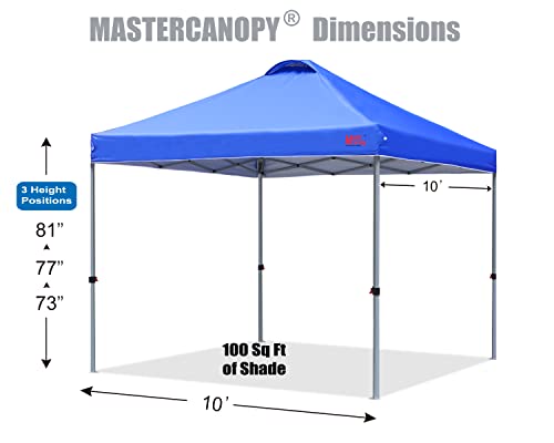 MASTERCANOPY Durable Ez Pop-up Canopy Tent with Roller Bag (10x10, Blue)