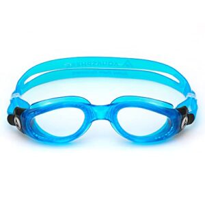 aqua sphere kaiman adult swimming goggles – the original curved lens goggle, comfort & fit for the active swimmer | unisex adult, clear lens, light blue/transparent frame, ep3004100lc