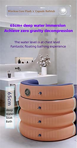 Inflatable adult bathtub with wireless electric air pump,Suitable for hot water bath & ice bath(grapefruit tangerine)