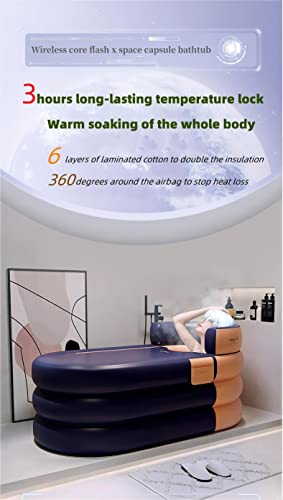Inflatable adult bathtub with wireless electric air pump,Suitable for hot water bath & ice bath(grapefruit tangerine)
