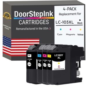 doorstepink remanufactured in the usa ink cartridge replacements for brother lc103 black cyan magenta yellow for printers mfc-j4310dw mfc-j4410dw mfc-j450 dw mfc-j875dw mfc-j870dw mfc-j6920dw