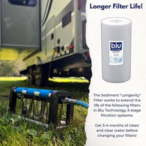 Blu Tech R3 and TRIO Water Filter Recharge Pack, 2.5” x 5” for RV Water Filter System, 0.2 Micron High Flow Filter, Granular Activated Carbon “Tasty”, and Sediment “Longevity” by Blu Technology