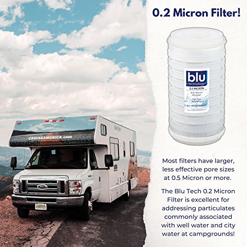 Blu Tech R3 and TRIO Water Filter Recharge Pack, 2.5” x 5” for RV Water Filter System, 0.2 Micron High Flow Filter, Granular Activated Carbon “Tasty”, and Sediment “Longevity” by Blu Technology