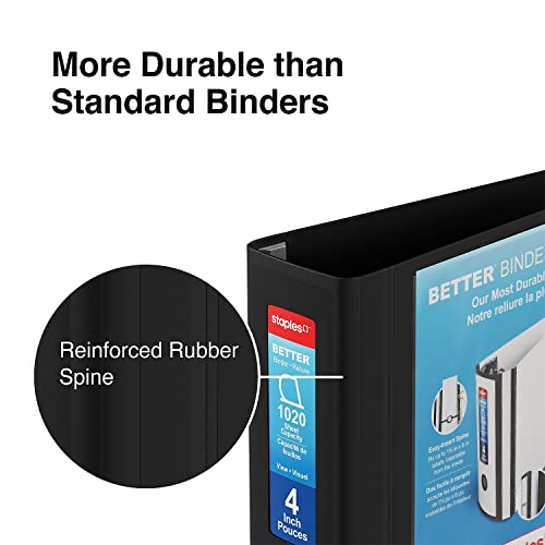 Staples 1618292 4-Inch 3-Ring Better Binder Black (44103)