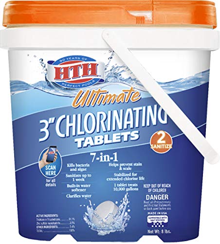 HTH 42048 Ultimate 3" Chlorinating Tablets Swimming Pool Chlorine, 8 lbs